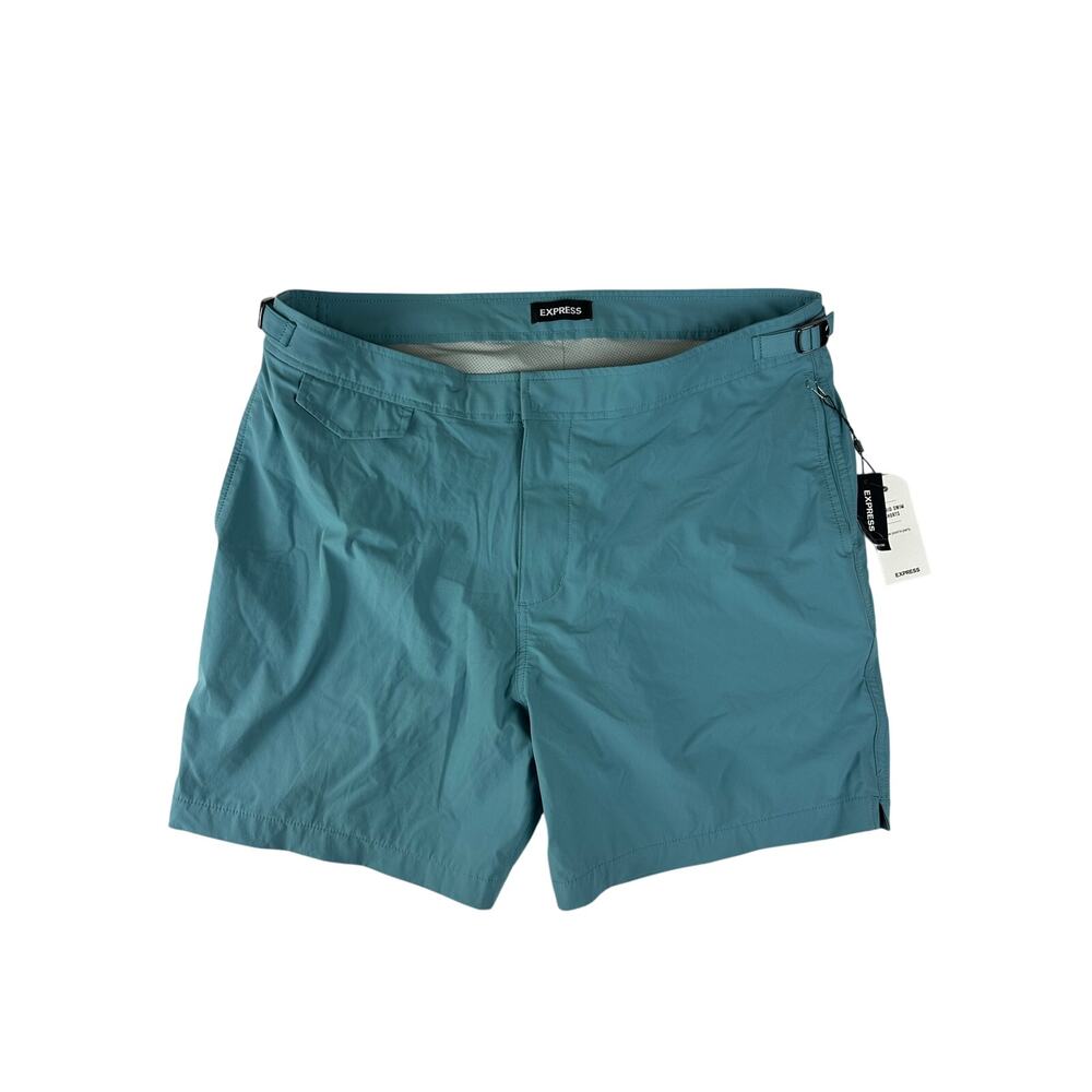 Express Shorts Mens 36 Blue Slate Ghurka Sides 6" Inseam Lined Performance